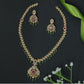 Elongated Floral Chain Long Haara with Framed Center Pendant