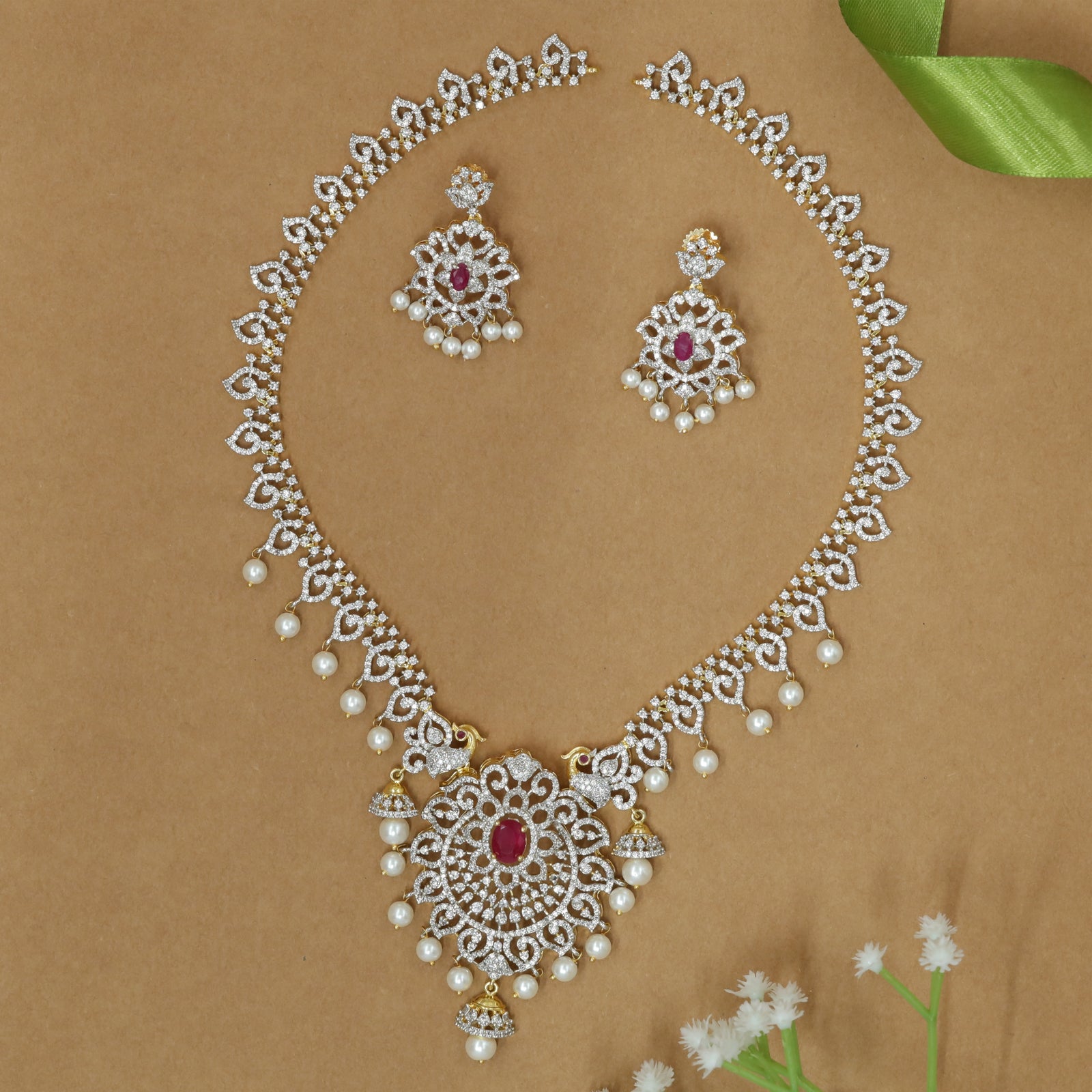 Ornamental Long Necklace with Sculpted Center Medallion