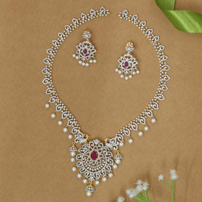 Ornamental Long Necklace with Sculpted Center Medallion