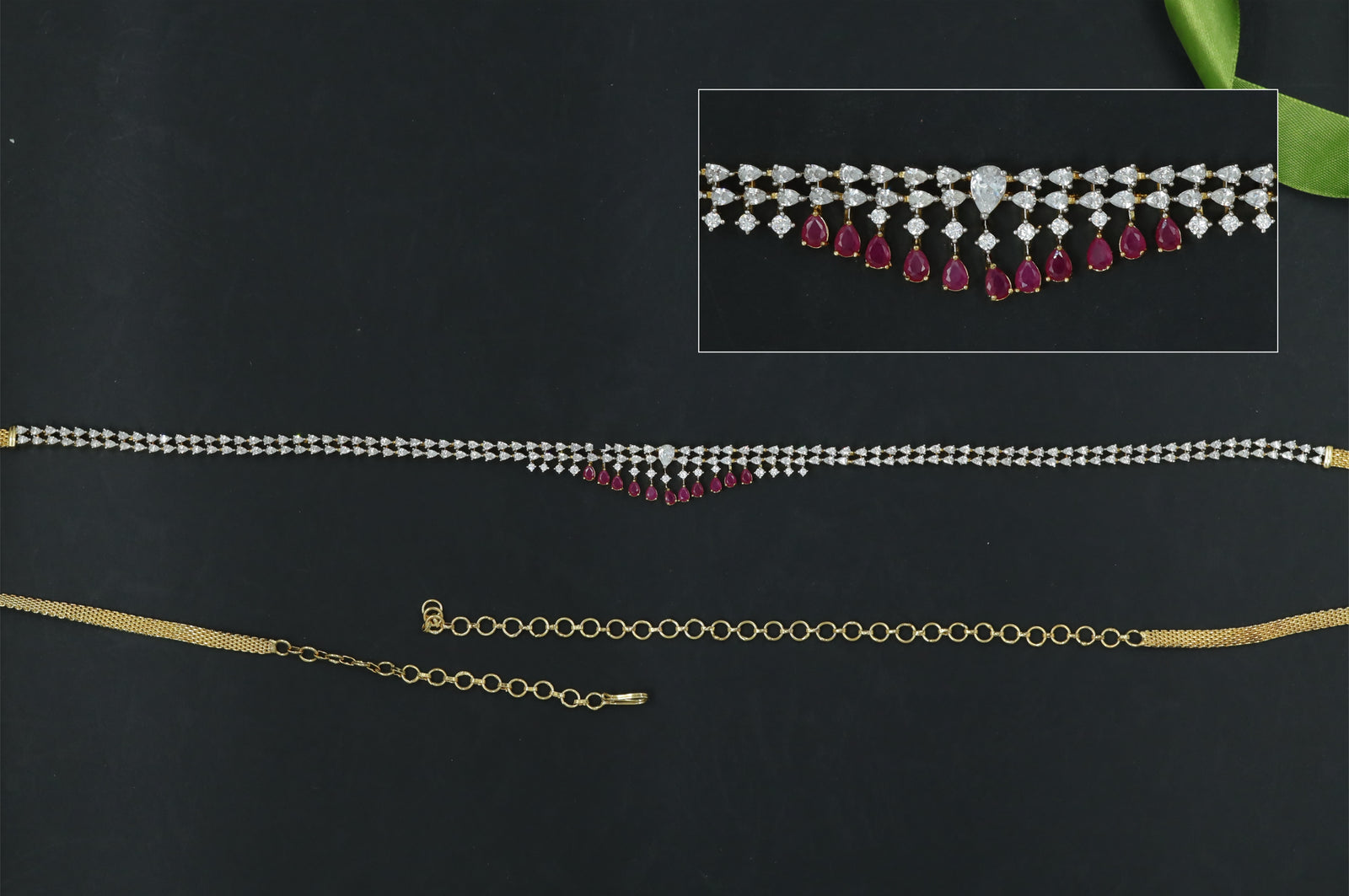 Slim Stone Waist Belt with Central Teardrop Drop Cluster