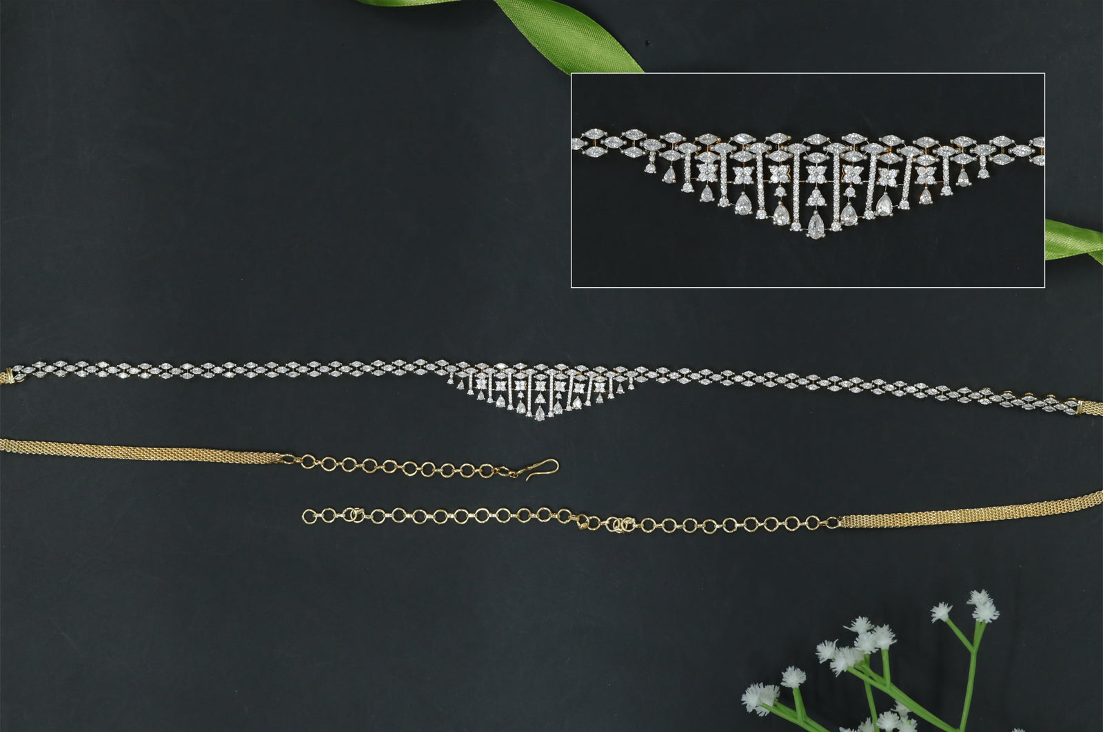 Elegantly Structured Waist Belt with Central Drop Focus