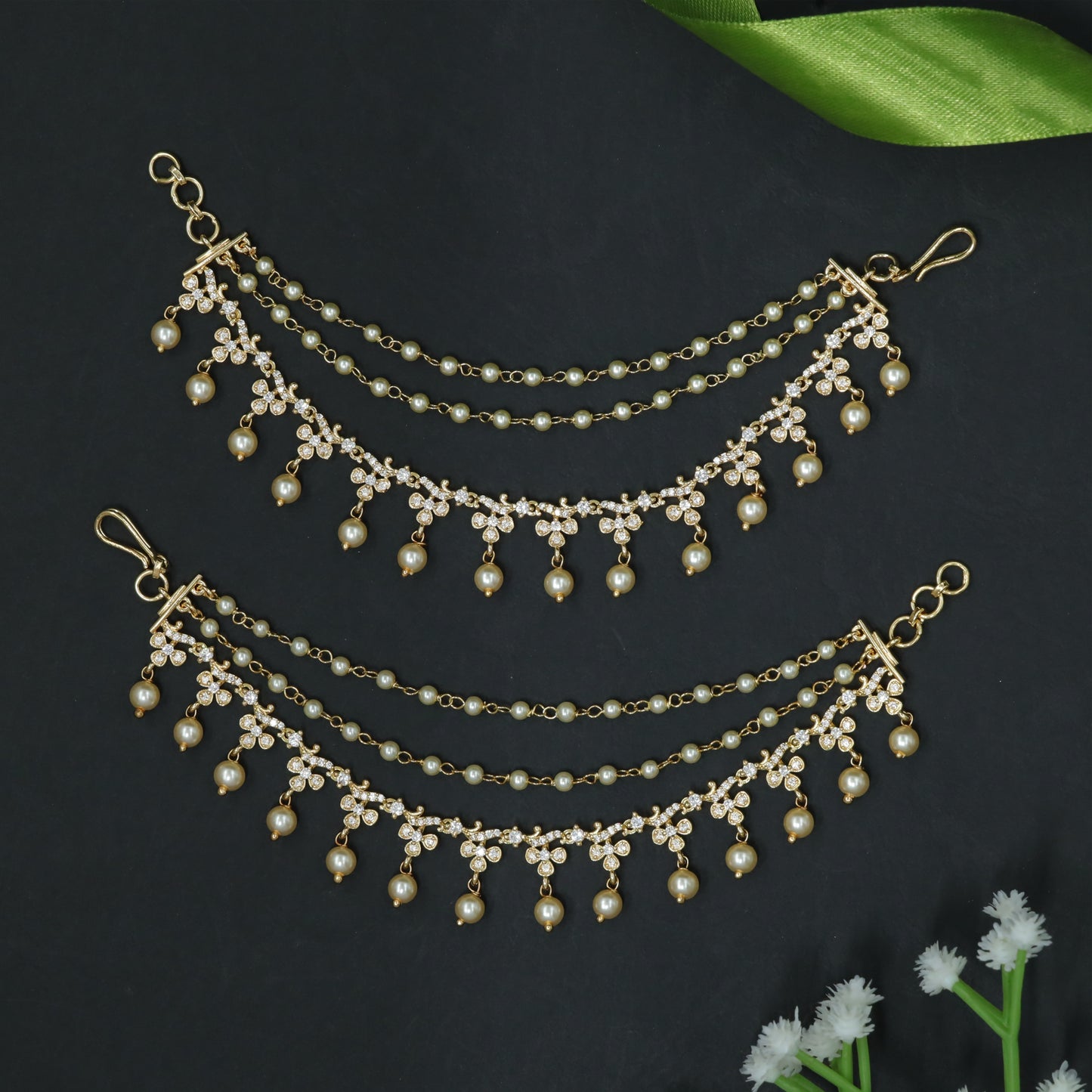 Structured Mati with Two Beaded Rows and Hanging Accents