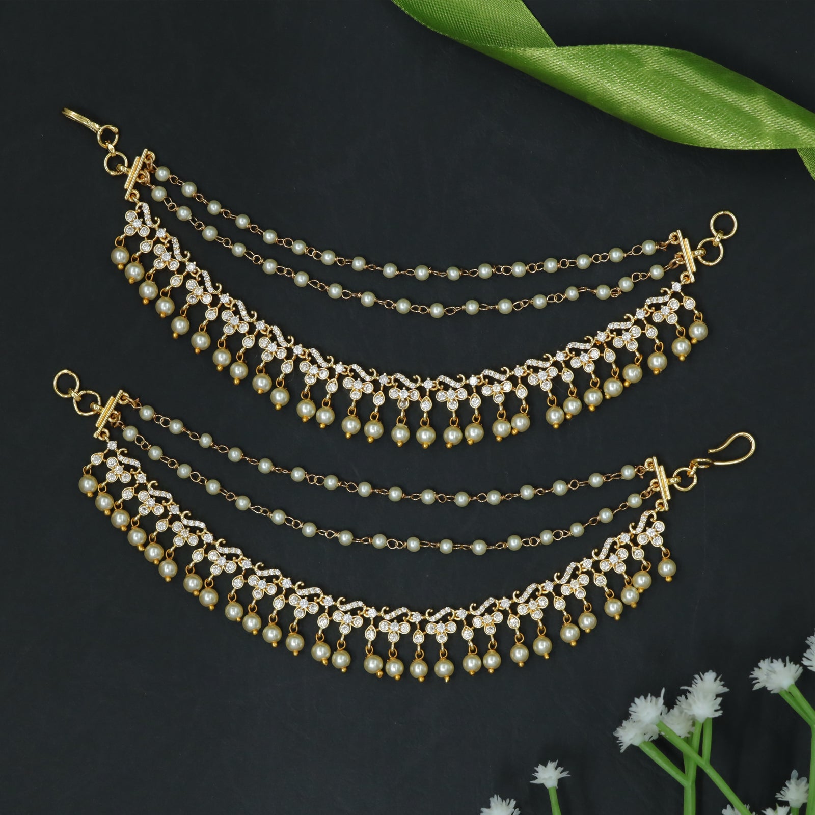 Mati with Sculpted Crystal Border and Danglers
