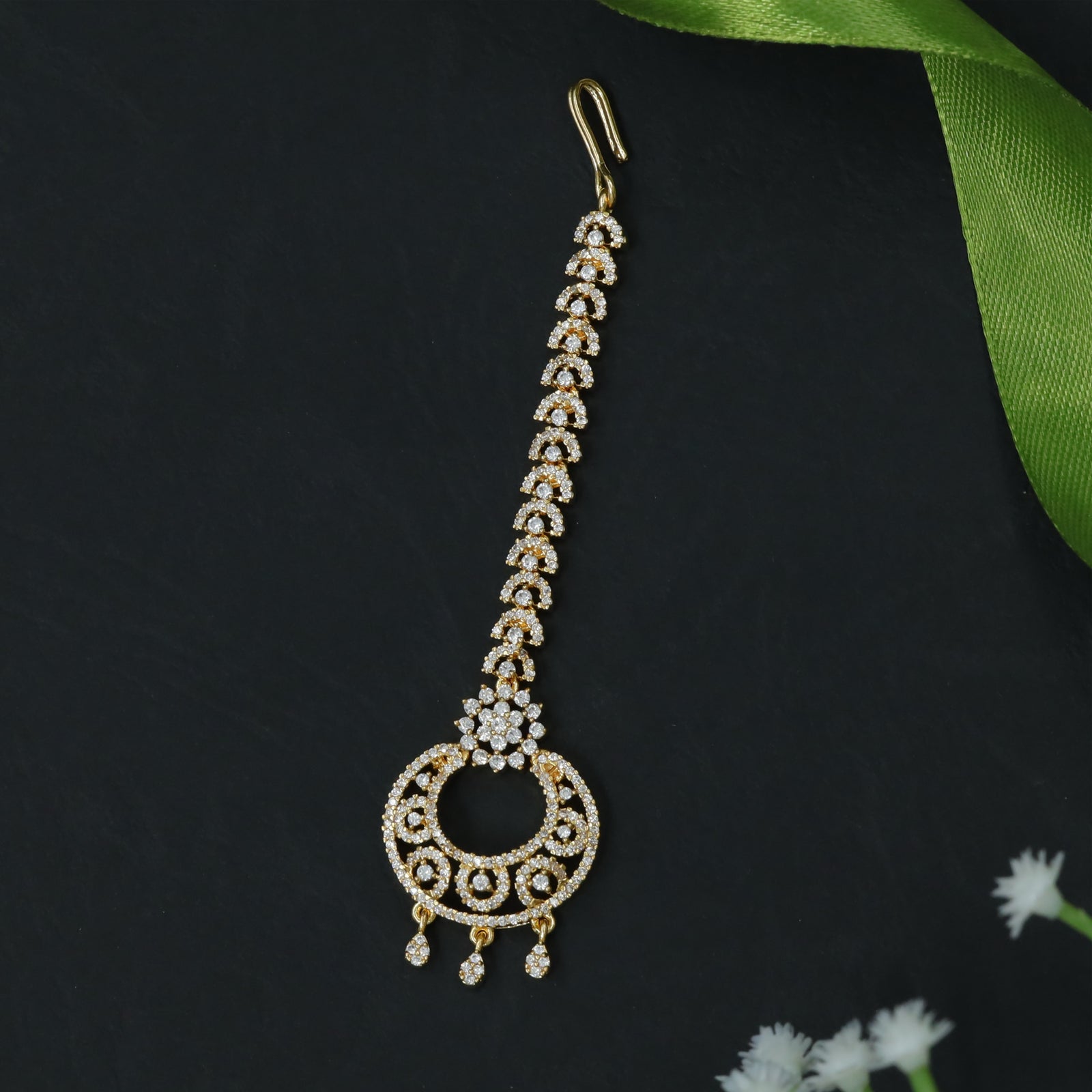 Loop Link Gold Polish Tikka with Open Ring Drop