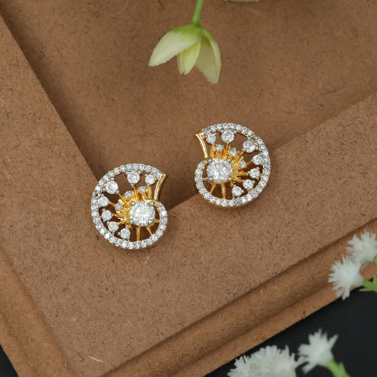 Sunray Pattern Studs with Open Frame Finish