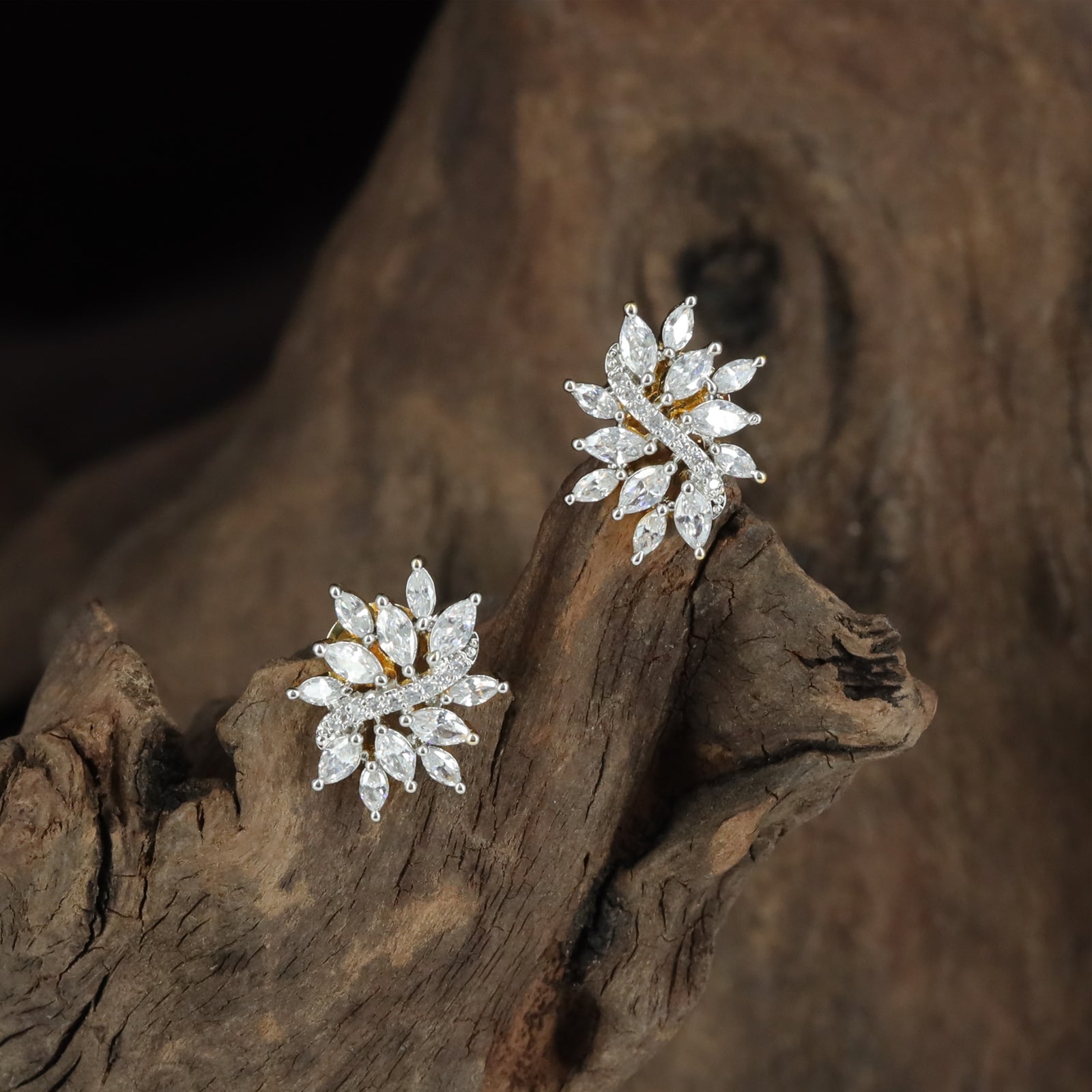 Starburst Leaf Studs with Open Form