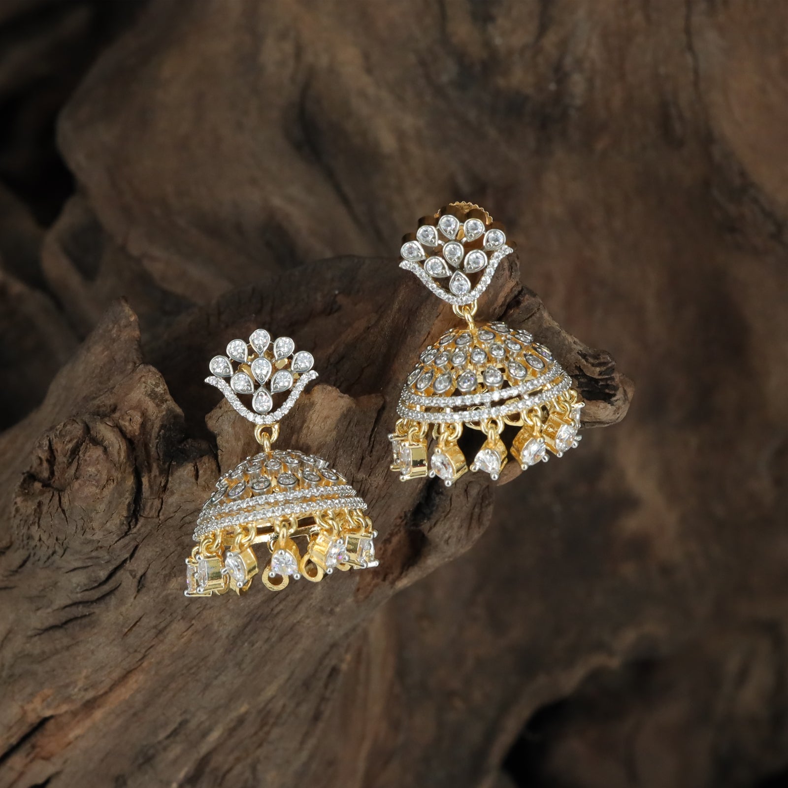 Petal Crest Jumka with Textured Dome Drop