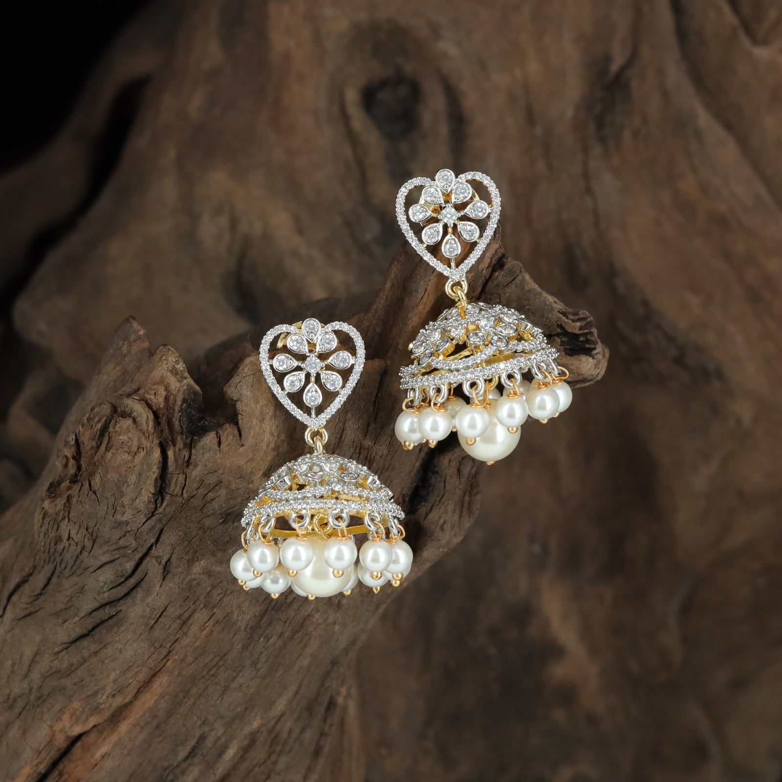 Elegant Heart Jumka with Rounded Dome Profile