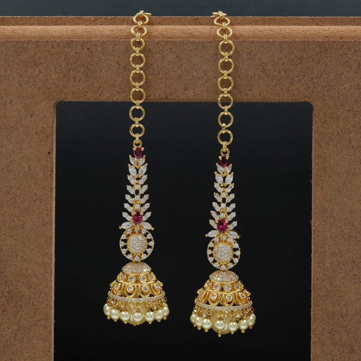 Classic Long Jumka with Linked Chain and Rounded Drop