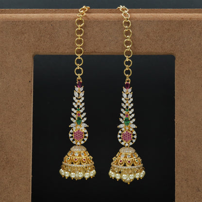 Classic Long Jumka with Linked Chain and Rounded Drop