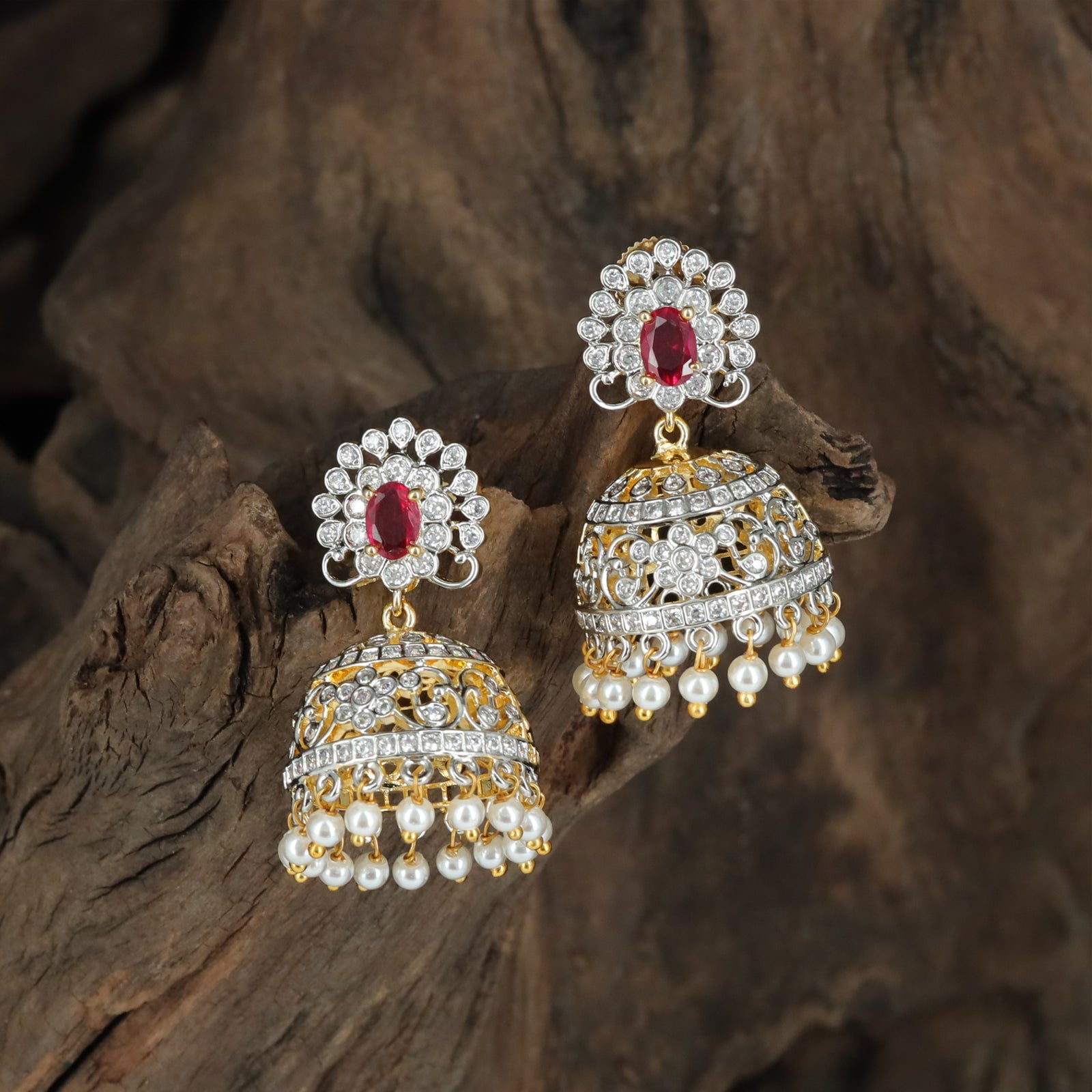 Artistic Crest Jumka with Open Dome Design