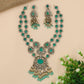 Flowing Oval Motif Long Haara with Hanging Beads