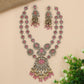 Flowing Oval Motif Long Haara with Hanging Beads