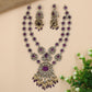 Flowing Oval Motif Long Haara with Hanging Beads