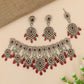 Teardrop Stone Victorian Necklace with Clustered Round Units