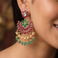 Hanging Earring with Circular Flower Form and Fringe