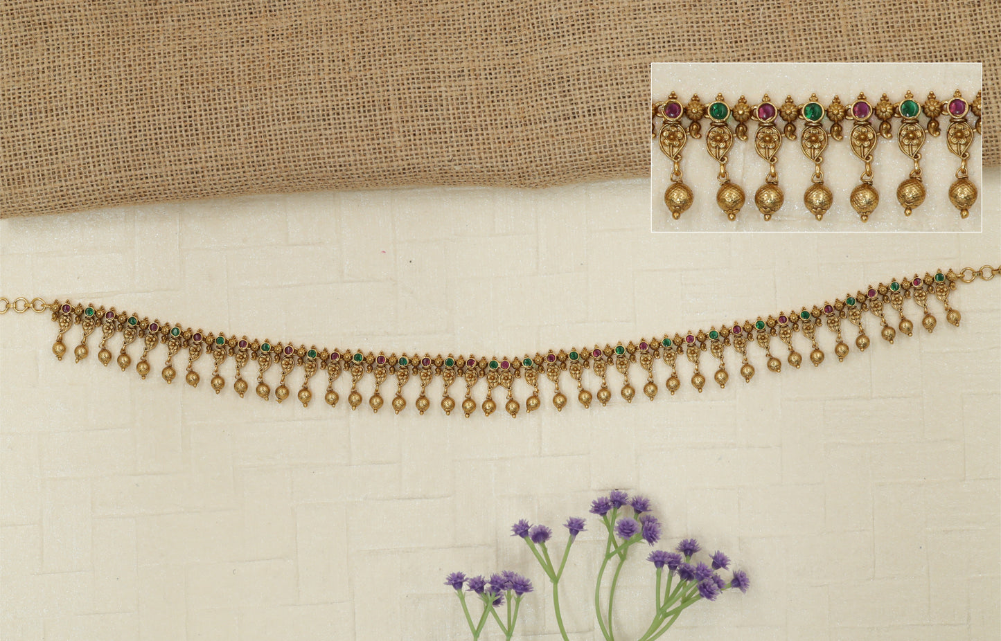 Cascade-Link Antique Waist Belt with Full-Length Hangings