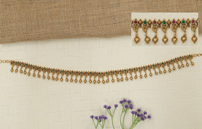 Cascade-Link Antique Waist Belt with Full-Length Hangings