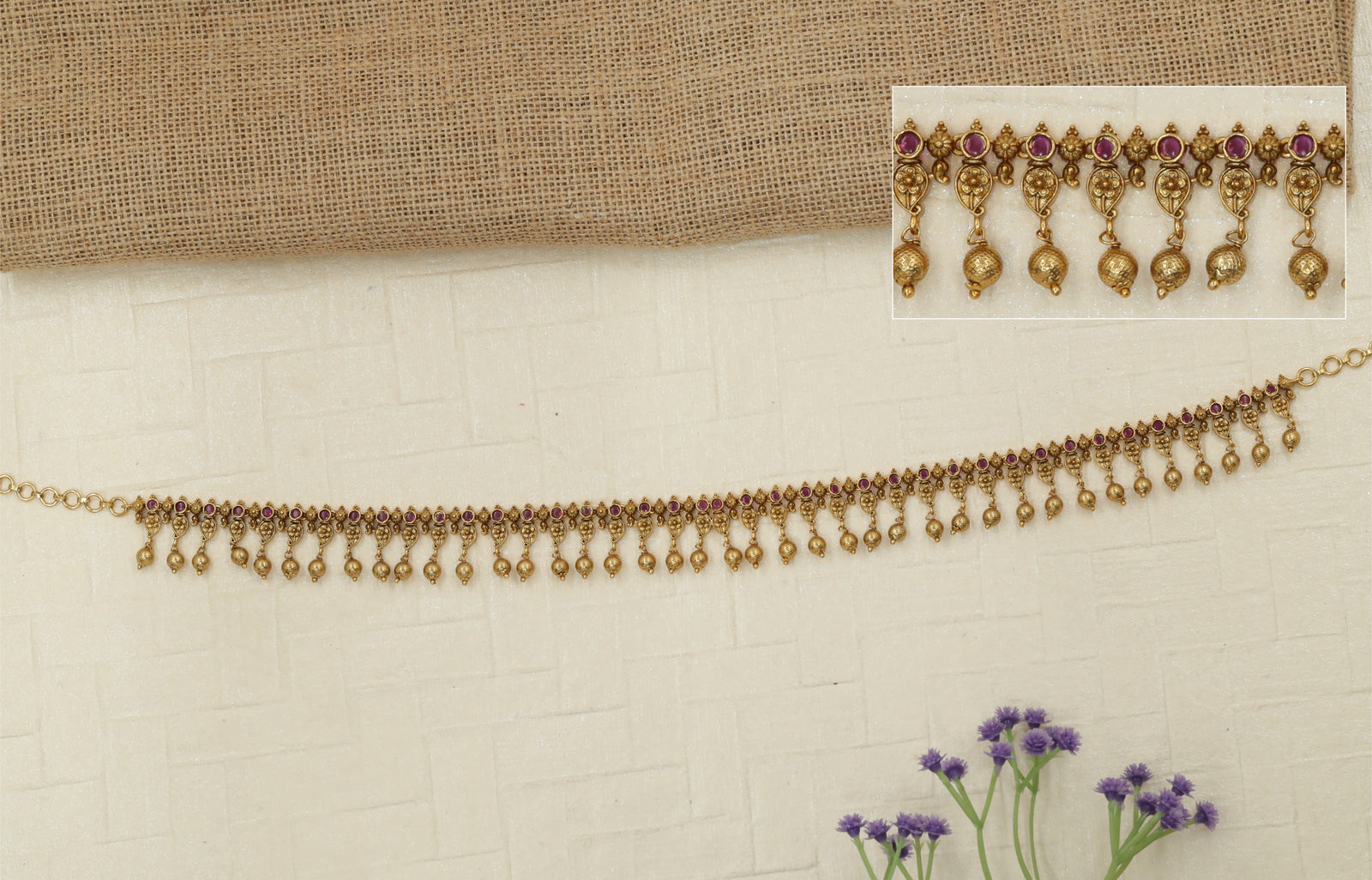 Cascade-Link Antique Waist Belt with Full-Length Hangings