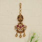 Lakshmi-on-Lotus Antique Tikka with Peacock Hanging Drops