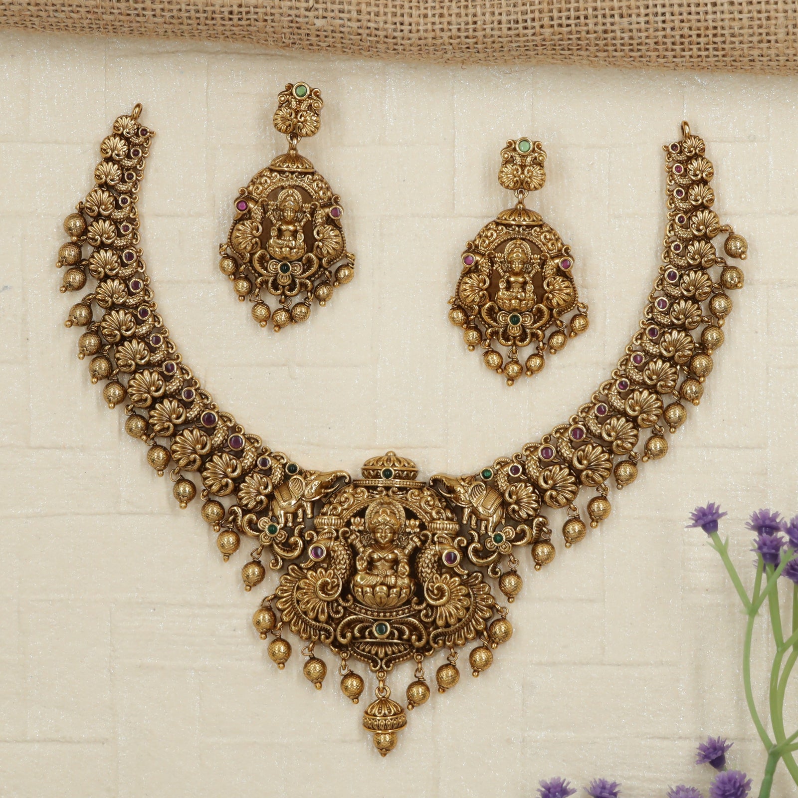 Sanctum Guard Lakshmi Necklace with Elephant Attendants