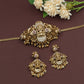 Central Lakshmi Choker Set Flanked by Twin Peacocks and Floral Scrolls