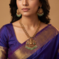 Central Lakshmi Pendant with Peacock Design and Bead Fringe Necklace