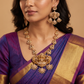 Central Lakshmi Pendant with Peacock Design and Triple Disc Drops