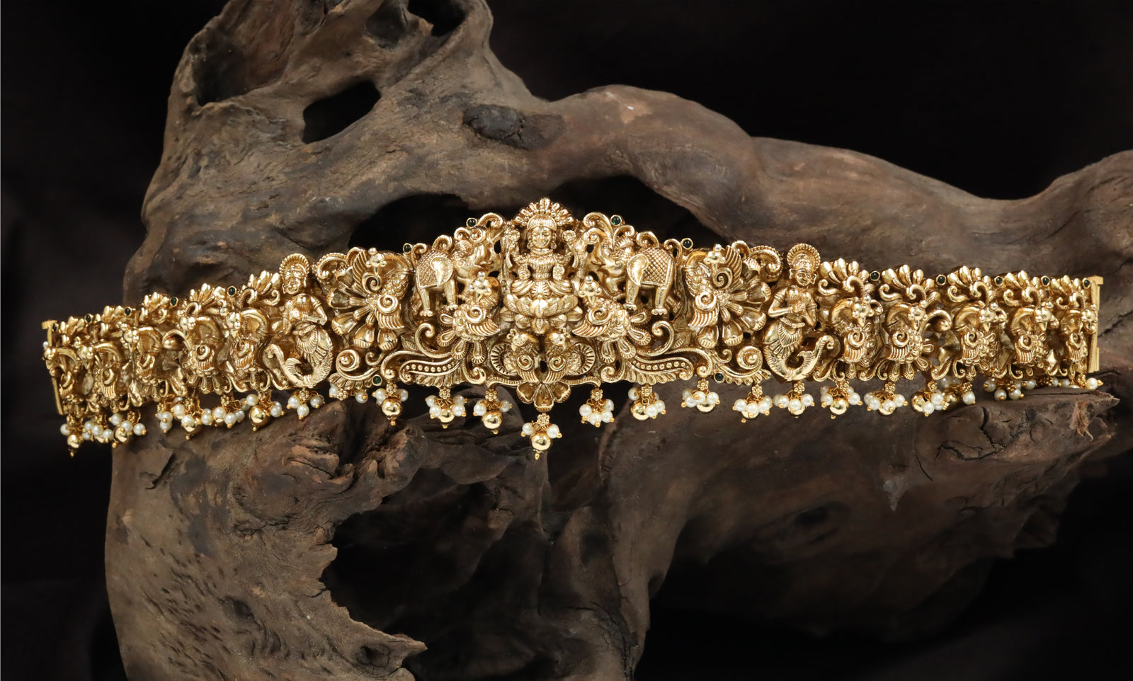 Lakshmi Sabha Waist Belt with Continuous Temple Relief Panels