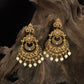 Temple-Style Circular Hangings with Floral Crown and Pearl Finish