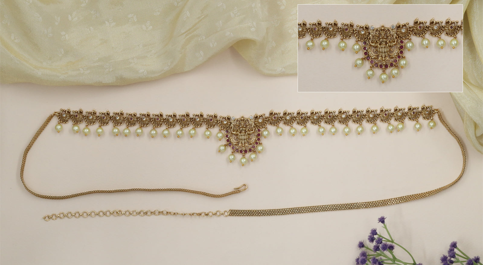 Lakshmi Pratima Waist Belt with Continuous Peacock Link Formation