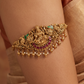 Lakshmi-on-Lotus Baju Bandi with Dense Floral Design and Drop Fringe