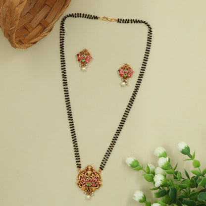 Lakshmi Crest Mangalsutra with Lotus Panel and Scroll Frame
