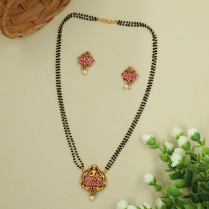 Lakshmi Crest Mangalsutra with Lotus Panel and Scroll Frame