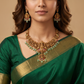 Sanctum-Arch Necklace with Seated Lakshmi, Elephant Guardians, and Drop Fringe