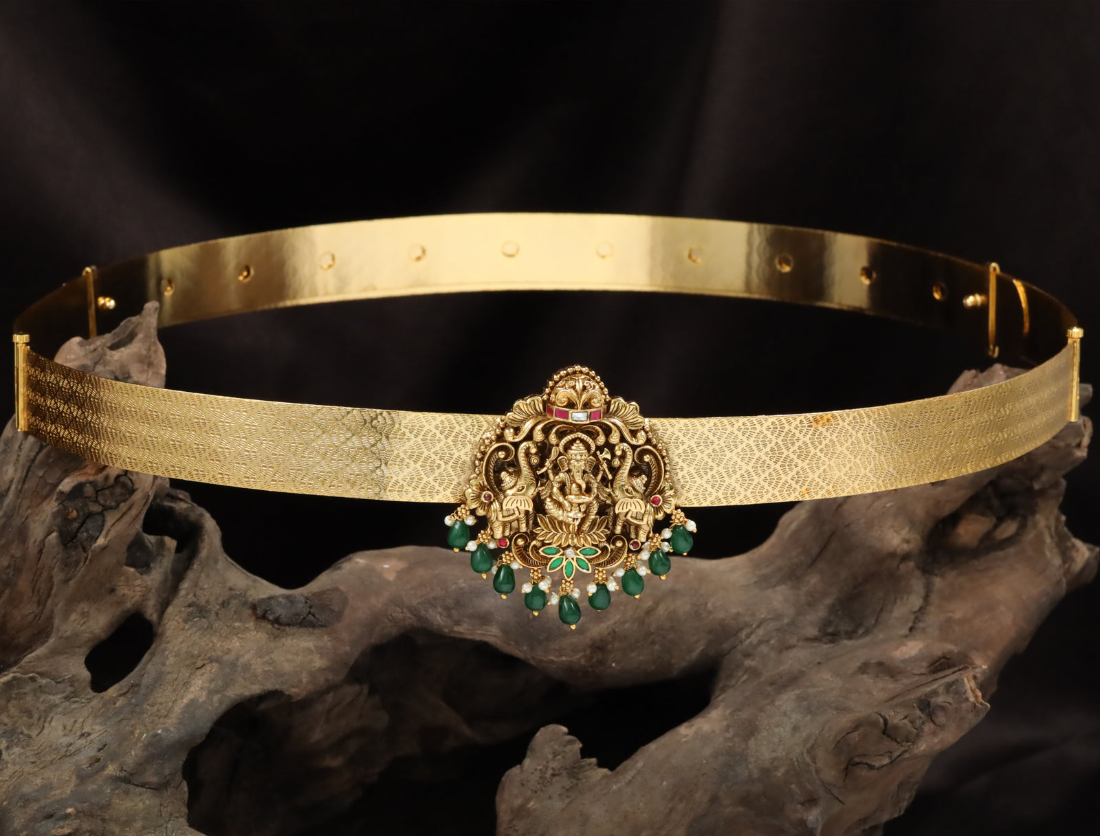 Ganesha with Sacred Linga Temple Waist Belt in Grand Relief Finish