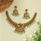 Ganesha Sanctum Necklace with Peacock Companion and Tiered Drop Edge