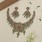 Decorative Peacock Scroll Victorian Necklace with Central Petal Cluster