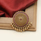 Temple Disc Jade Bille with Concentric Bead Work and Stone Rim