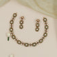 Circular Stone Panel Necklace with Alternating Blossom Junctions