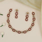 Circular Stone Panel Necklace with Alternating Blossom Junctions