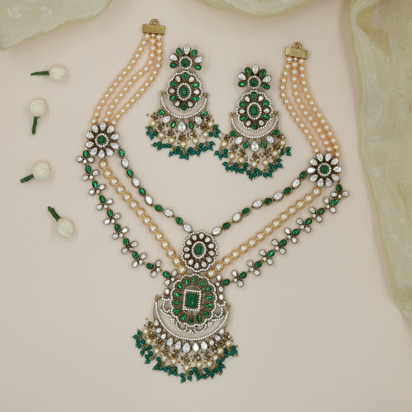 Grand Emerald Bloom Statement Beads Haara
