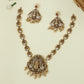Lotus Seated Goddess Necklace Surrounded by Stone-Studded Peacock Arches