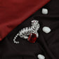 Majestic Tiger Motif Brooch Holding Faceted Jewel Block