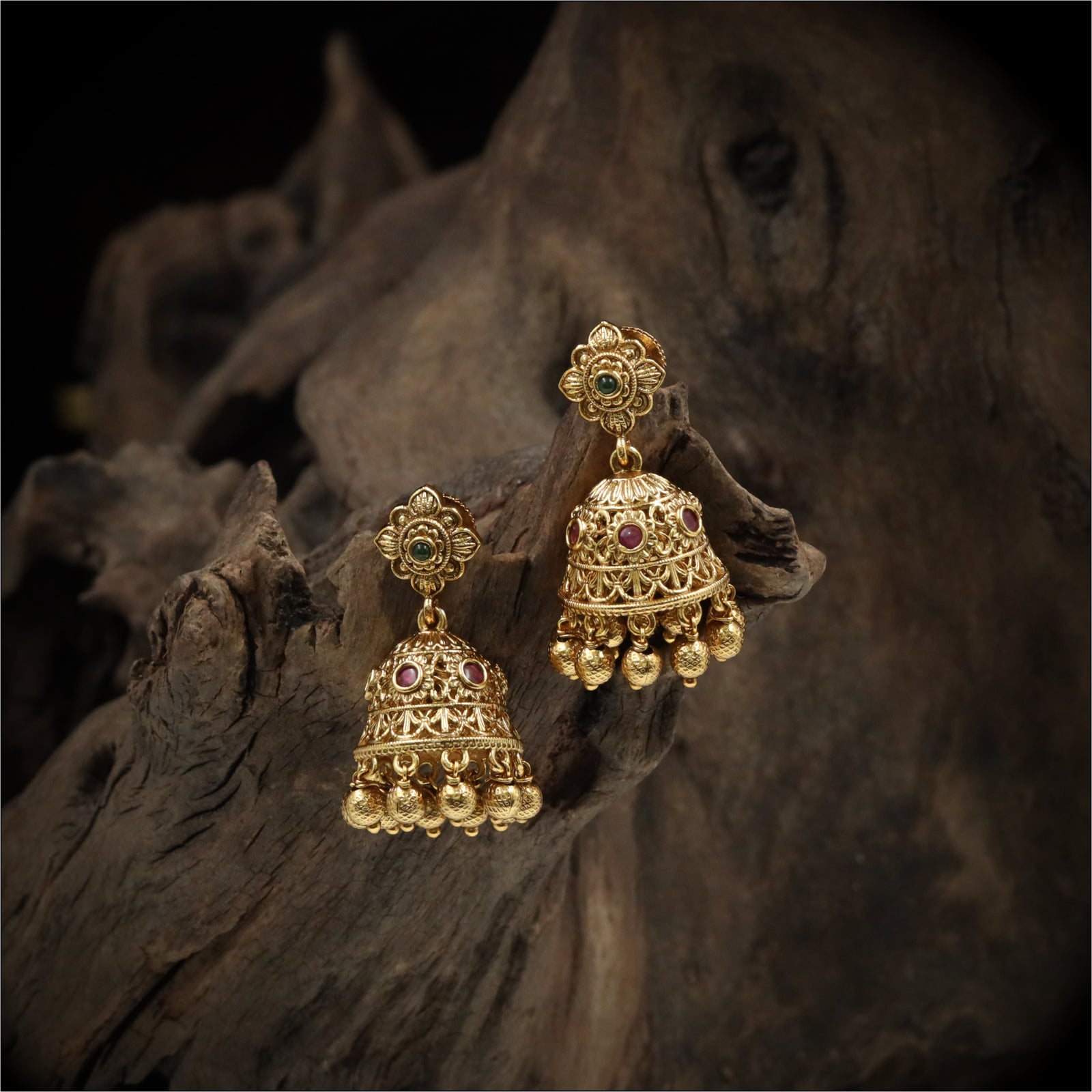 Artisan Crafted Floral Top Jhumka with Rhythmic Drop Fringe