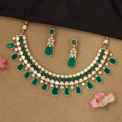 Grand contour kundan necklace with framed drop border