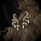 leaf cascade jumka with polki panels and pearl tassels