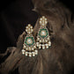 Geometric medallion kundan hanging with halo surround and tassel drops