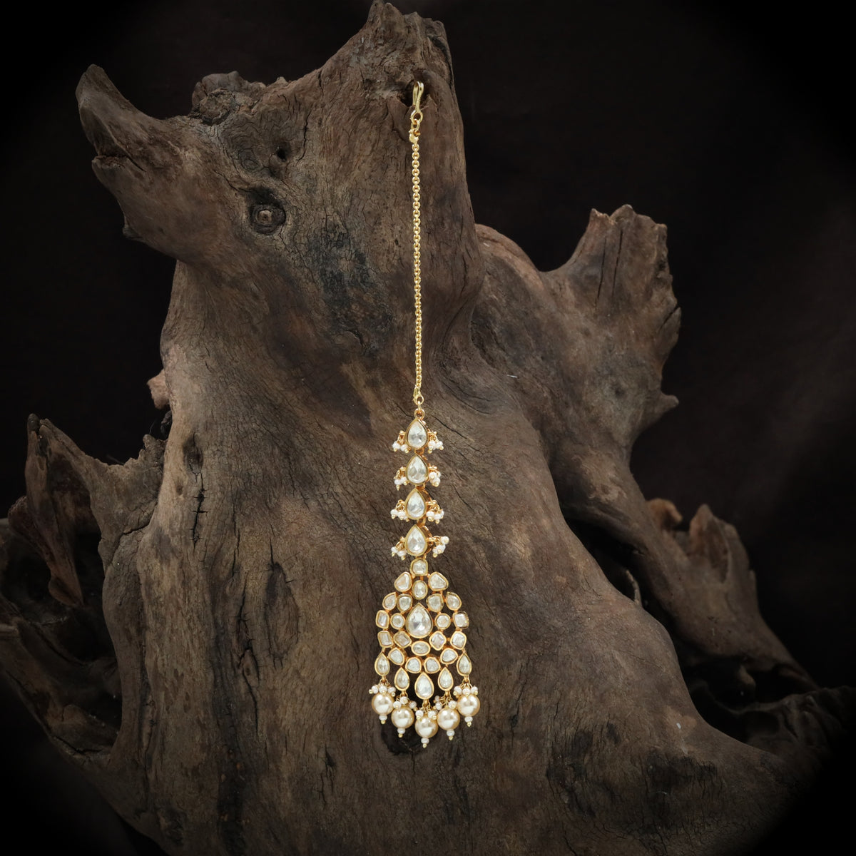 Elegant Bridal Tikka with Multi Drop Pearl Fringe