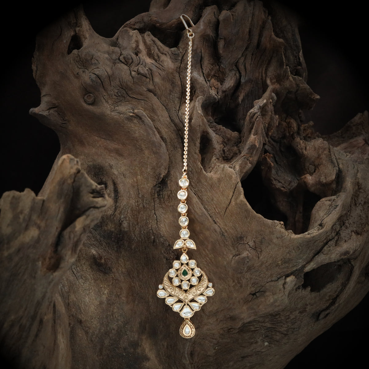 Structured Botanical Medallion Tikka with Tapered Drop